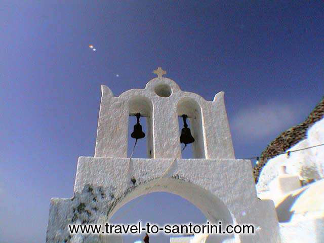 OIA CHURCH - Church bells of a church in Perivolas area in Oia