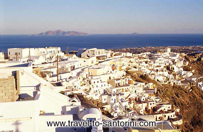 ANAFI VIEW FROM SANTORINI - View of Fira early in the afternoon with Anafi in the background.