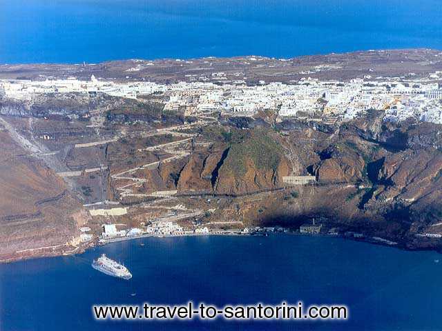 Fira air view - View of Fira town from an airplane