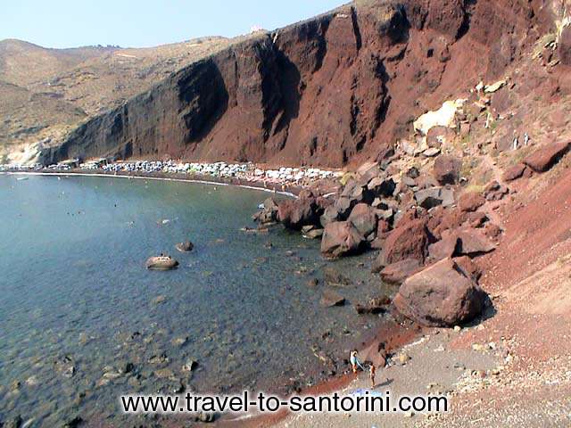 RED BEACH - View of Red beach from the pathway that leads to the beach from Akrotiri