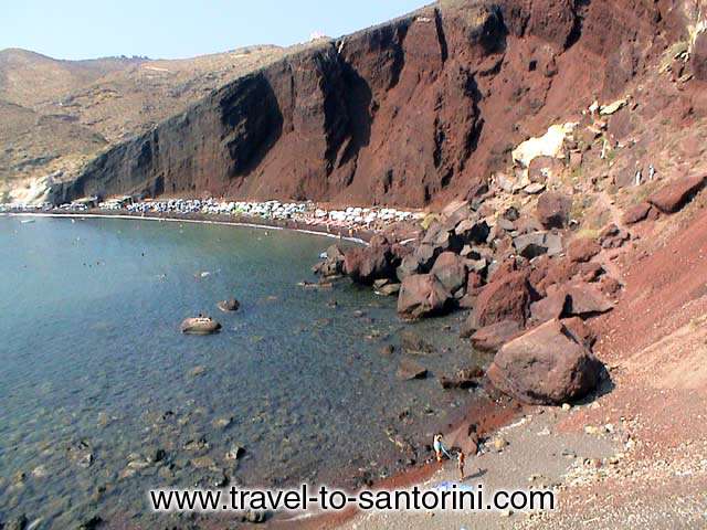 RED BEACH - View of Red beach from the pathway that leads to the beach from Akrotiri