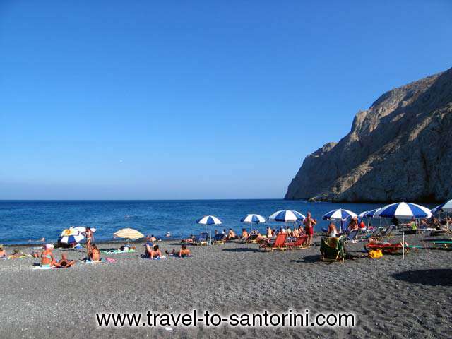 KAMARI BEACH - View of the right part of Kamari beach next to Messa Vouno (Profitis Ilias mountain)