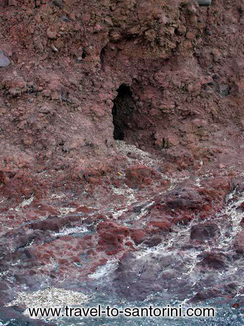 PORIA - RED PUMICE STONE - The red pumice stones are called by the Santorinias Poria and this what gave Pori beach its name