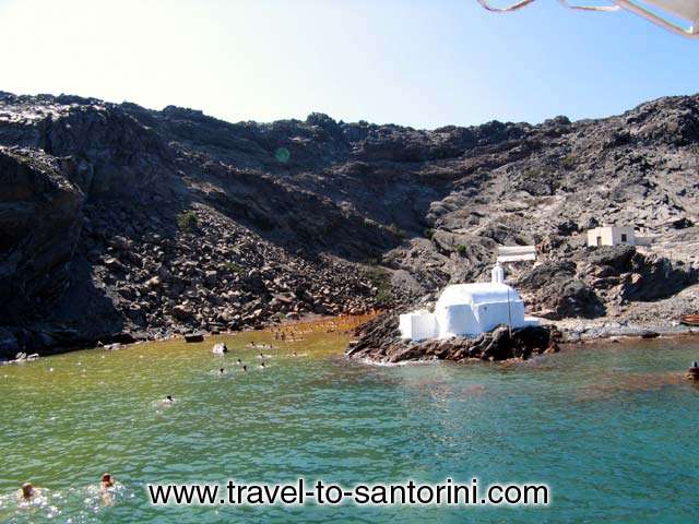 AGIOS NIKOLAOS CHURCH - The hot springs mud bath is behind the church of Agios Nikolaos. You can see how the water looks muddier further in.
