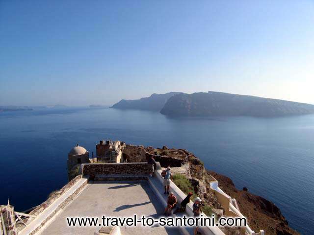 THIRASSIA VIEW FROM IA - View of Thirassia from within the castle of Oia, one of the must places in Santorini. <br>Also visible Aspronissi and a small part of Palaia Kammeni.