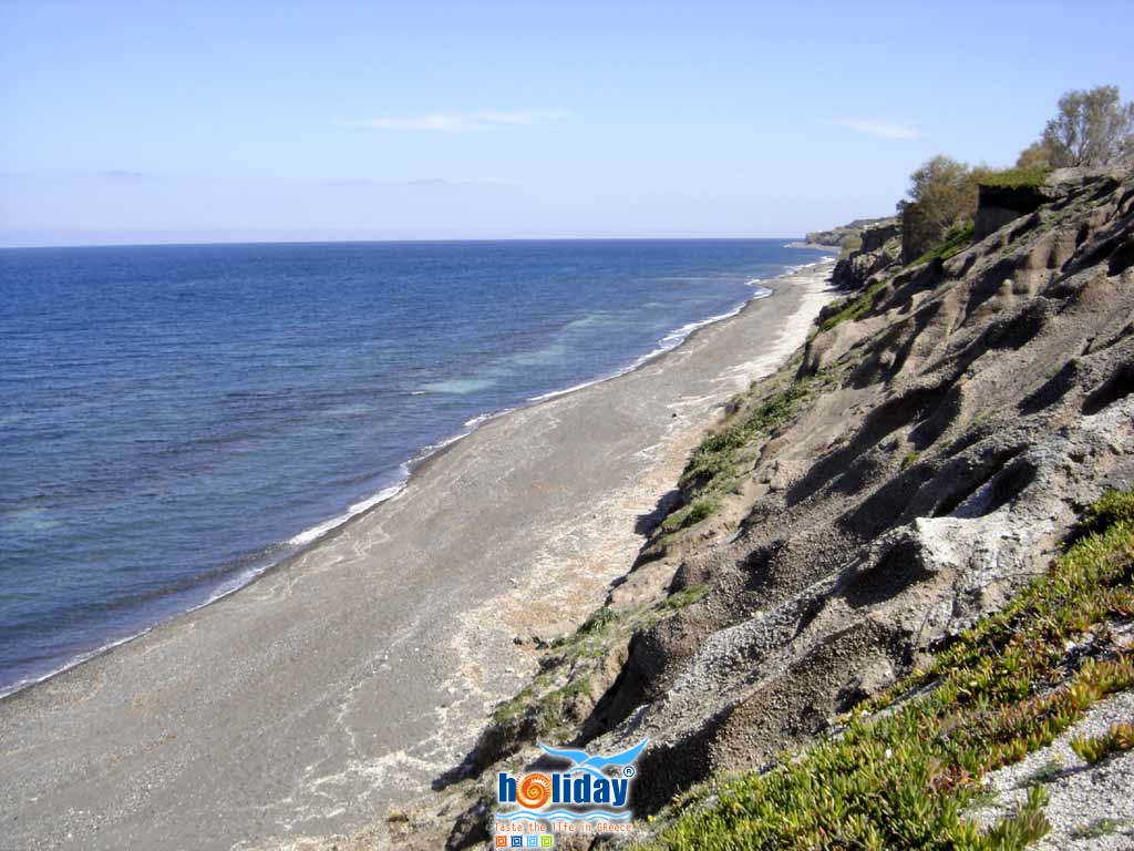 Baxedes beach view - View of Baxedes beach at the east part of Santorini by Ioannis Matrozos