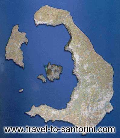 SATELLITE IMAGE - Satellite image of Santorini island