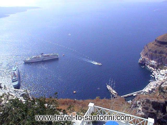 GIALOS VIEW - View of Gialos, the old port of Fira where all cruise ships arrive from Agios Minas church in Fira.