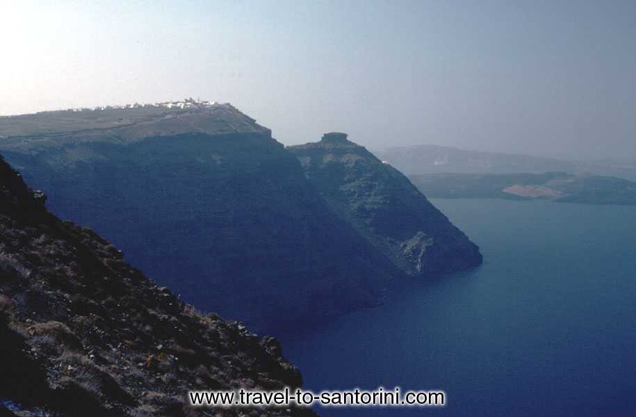 IMEROVIGLI AND SKAROS - View of Imerovigli, Skaros and the volcano from Mikros Profitis Ilias (the second highest spot in Santorini).