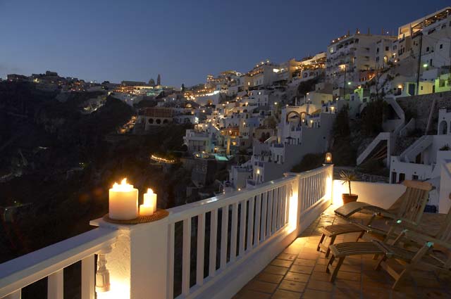 View of Fira just after the sunset CLICK TO ENLARGE