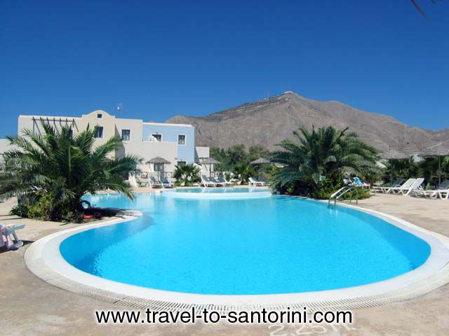The pool area of Atlantis beach villas in Perivolos Santorini CLICK TO ENLARGE