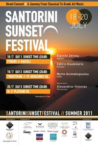 With great joy the Municipality of Thira and Kisiris Events welcomes you to a series of cultural events entitled SANTORINI SUNSET FESTIVAL. This is an idea that aims to bring visitors into contact with the art against the magnificent sunset. The aim is to combine the glory of...